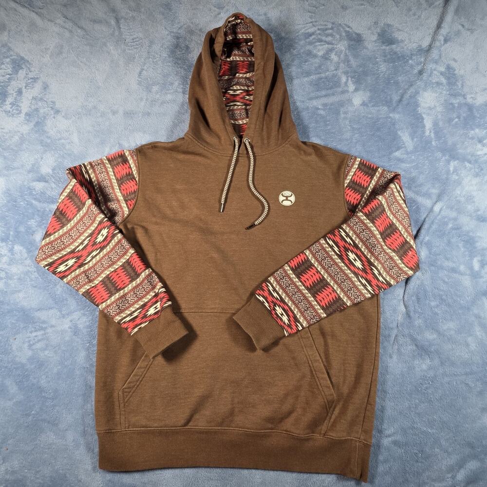 HOOey Men’s Brown Aztec Southwestern Hoodie Size Small